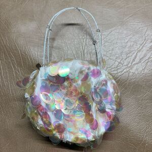 Purse with iridescent bling and beaded handle